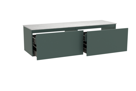 Balmani Sfera meuble salle de bains suspendu 180 x 55 cm forest avec Stretto tablette simple ou double en marbre carrara