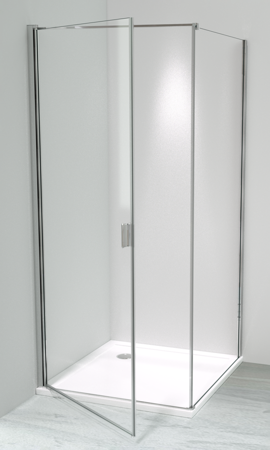 Luca Varess Romeo douchehoek met draaideur en vaste zijwand 90 x 90 cm helder glas glanzend chroom profiel