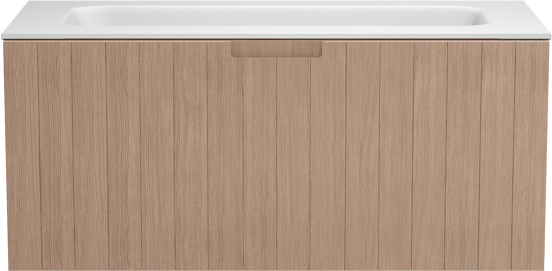 Balmani Adagio meuble salle de bains suspendu 120 x 55 cm chêne vieilli avec Tablo Arcato plan simple pour 2 trous de robinet en solid surface blanc mat