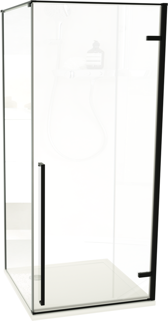 Luca Varess Stilus douchecabine met rechtse draaideur en vaste zijwand 90 x 90 cm helder glas mat zwart profiel
