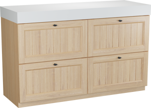 Balmani Lemon meuble salle de bains à poser 150 x 55 cm, placage chêne naturel avec Dominus tablette simple ou double en blanc mat