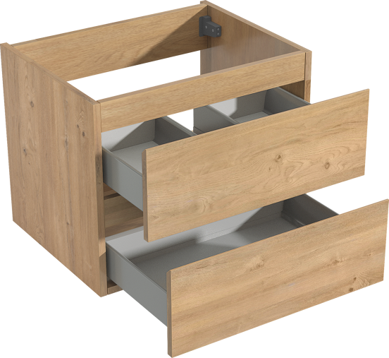 Storke Delta zwevend wastafelonderkast 60 x 48 cm natuur eik 2 lades