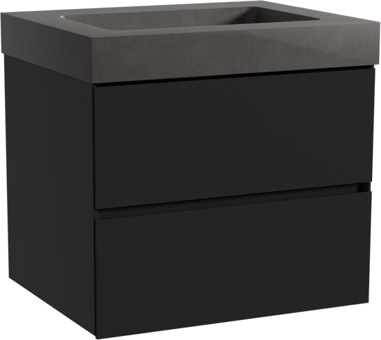 Storke Edge meuble salle de bains suspendu 65 x 52 cm noir mat avec Scuro High plan simple en quartz noir mat