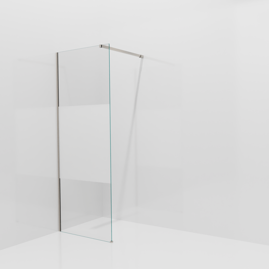 Balmani Modular douche à l'italienne: 80 x 200 cm, Verre transparent avec bande matte, avec coating, Profil Brushed CoolMetal