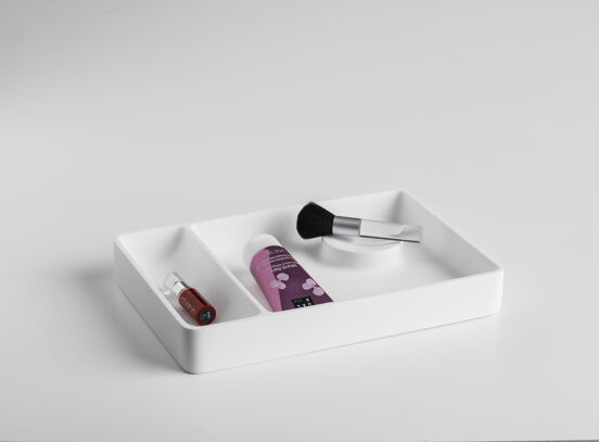 Balmani Spazio plateau à cosmétiques blanc Solid Surface 32 x 22 cm