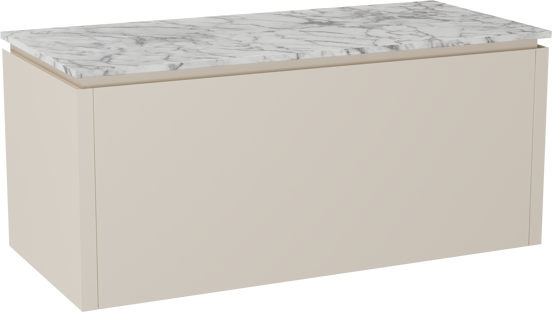 Balmani Eclips meuble salle de bains suspendu 120 x 55 cm Sandbeige avec Stretto tablette simple ou double en Marbre Carrare