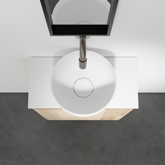 Balmani Mitra zwevend toiletmeubel 42 x 21 cm naturel eiken met Facetta wastafelblad en Bowl waskom in matte Solid Surface