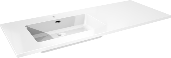 Storke Diva asymmetrisch linkse wastafel glanzend composiet marmer 130 x 52 cm combinatie kast 45 cm