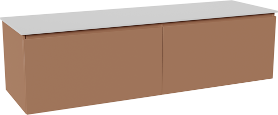 Balmani Sfera hängendes Möbelstück Set: 180 x 55 cm, Cotto, mit Stretto Einzel- oder Doppel Waschtischplatte, Solid Surface Weiß matt