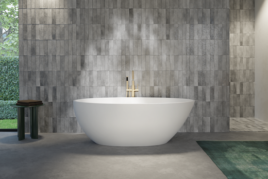 Balmani Fahro ovaal vrijstaand bad 170 x 85 cm Solid Surface mat wit
