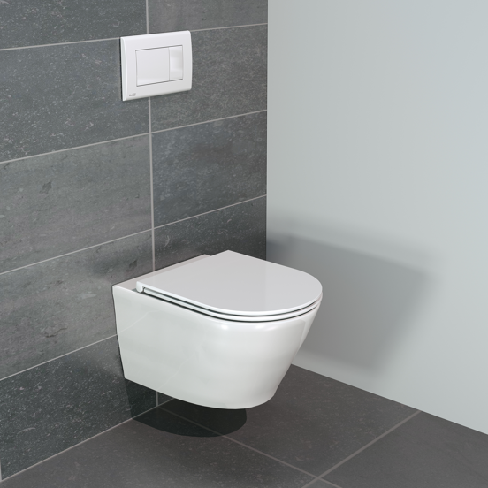 Luca Varess Calibro hangtoilet glanzend wit randloos met finolisso wc-bril