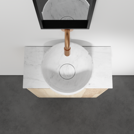 Balmani Mitra zwevend toiletmeubel 42 x 21 cm naturel eiken met Facetta wastafelblad en Bowl waskom in Carrara marmer