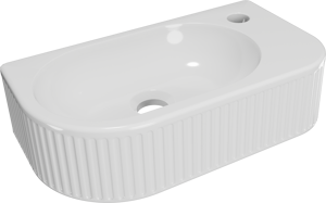 Luca Varess Rondo Ribs fonteintje 41 x 22 cm glanzend witte porselein