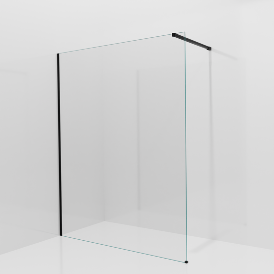 Balmani Modular Walk-In Dusche: 160 x 200 cm, Extra Klarglas, inklusive Coating, Profil Schwarz matt
