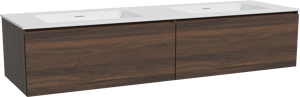 Storke Edge hängendes Möbelstück Set: 170 x 52 cm, Nussbaum, mit Mata Doppelwaschtisch, Solid Surface Weiß matt