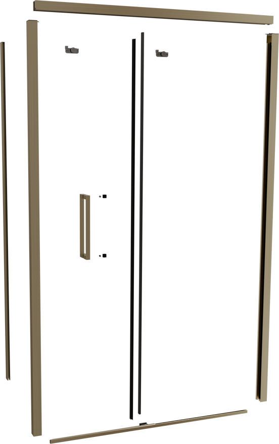 Balmani Senses Design 120 cm rechts douchecabine met schuifdeur profielenset brushed champagne gold
