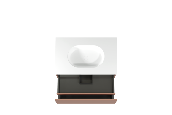 Balmani Sfera hängendes Möbelstück Set: 90 x 55 cm, Cotto, mit Tablo Oval Einzelwaschtisch, Solid Surface Weiß matt