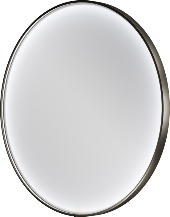 Balmani Secret rond badkamerspiegel Brushed Gunmetal Ø 90 cm met spiegelverlichting en anti-damp