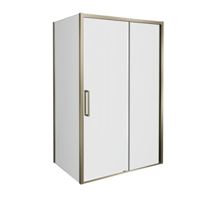 Balmani Senses Design douchehoek met rechtse schuifdeur en vaste zijwand, 180 x 80 cm, Helder glas, Brushed Champagne Gold profielen