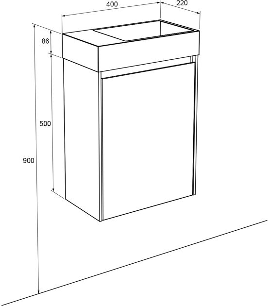 Storke Edge zwevend toiletmeubel 40 x 22 cm mat wit met Fada wastafel in matte Solid Surface