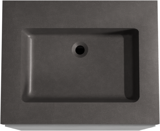 Storke Edge meuble salle de bains à poser 65 x 52 cm béton gris foncé avec Scuro High plan simple en quartz noir mat