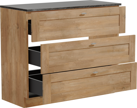 Linie Classo meuble salle de bains à poser 100 x 46 cm chêne naturel avec Lado tablette simple ou double en mélaminé ardoise gris