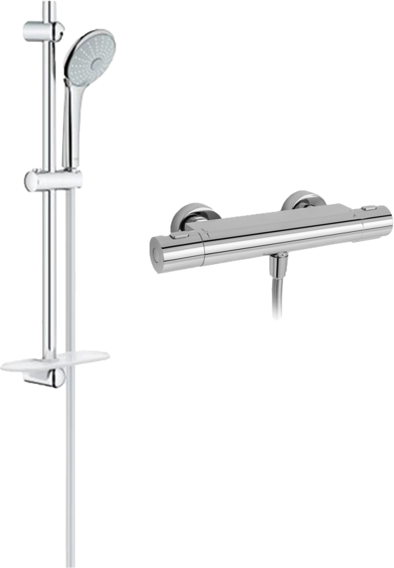 Blaufoss Neringa opbouw regendoucheset thermostatische kraan glanzend chroom