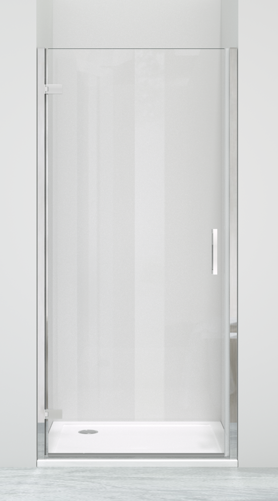 Luca Varess Nona porte pivotante 100 x 200 cm verre transparent profil chrome brillant