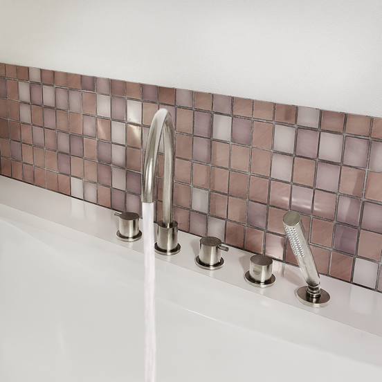 BLAUFOSS Round 5-gats Badrandkraan brushed CoolMetal Incl. handdoucheset