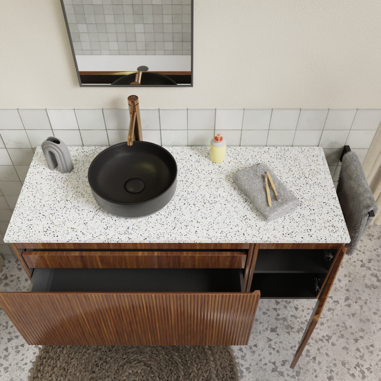 Storke Ribs meuble sous-lavabo suspendu 35 x 52 cm noyer