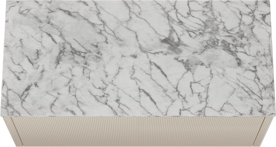 Balmani Eclips meuble salle de bains suspendu 120 x 55 cm Sandbeige avec Stretto tablette simple ou double en Marbre Carrare, Nervure droite symétrique verticale