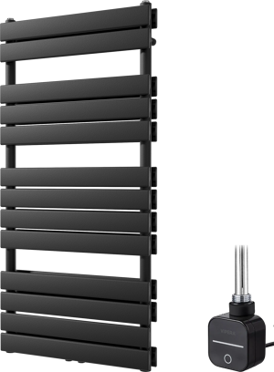 Vipera Vulcan Doppel Handtuchheizkörper 60 x 123 cm Elektrische Heizung Schwarz matt Seiten- und Mittelanschluss 1000W, inkl. Widerstand 