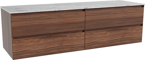 Balmani Mitra meuble salle de bains suspendu 180 x 55 cm noyer avec Stretto tablette simple ou double en marbre carrara