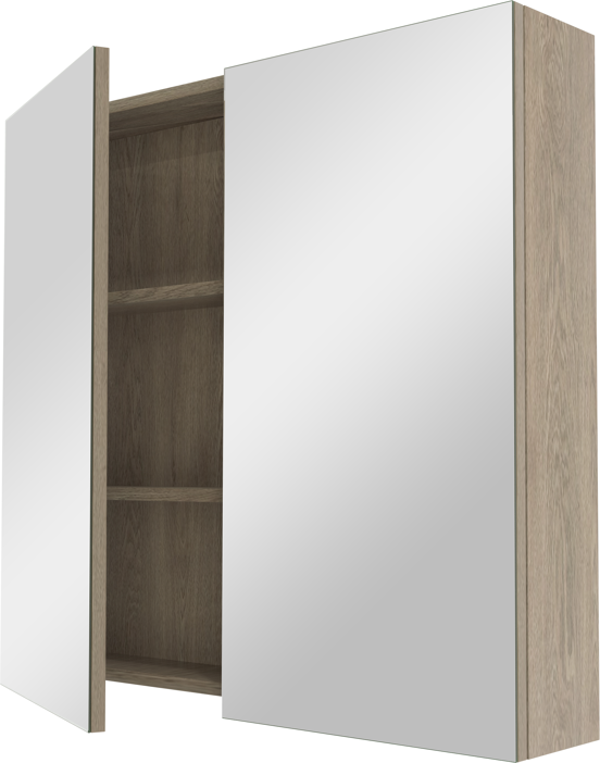 Linie Montro Spiegelschrank Bad: 80 x 75 cm, graue Eiche