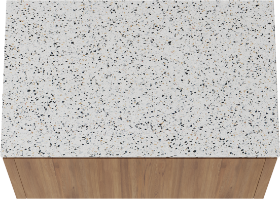 Balmani Eclips meuble salle de bains suspendu 90 x 55 cm Teck avec Stretto tablette simple en Bianco Nero Terrazzo