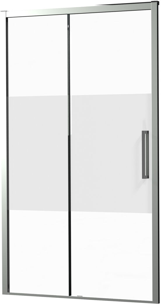 Luca Varess Senses linkse schuifdeur met vaste wand - voor douchehoek - 120 cm Helder glas met matte strook glanzend chroom profiel