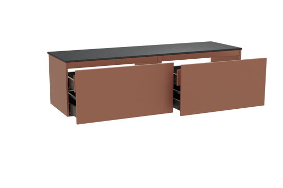 Balmani Sfera meuble salle de bains suspendu 180 x 55 cm cotto avec Stretto tablette simple ou double en granit noir