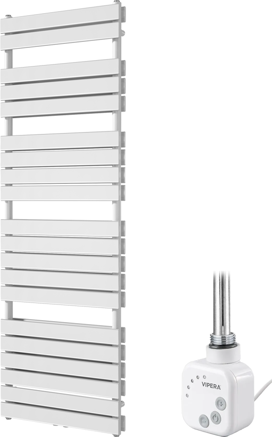 Vipera Vulcan sèche-serviettes Doublé 60 x 183,5 cm chauffage électrique blanc brillant raccordement latéral et central possible 1486W, résistance incluse