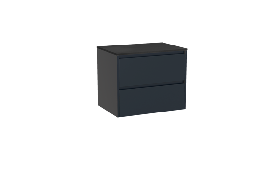 Storke Seda meuble salle de bains suspendu 75 x 52 cm bleu nuit avec Panton tablette simple en mdf enduit de poudre noir mat