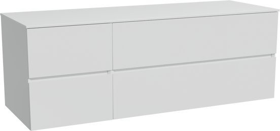 Storke Edge zwevend badmeubel 150 x 52 cm hoogglans wit met Tavola enkel of dubbel wastafelblad in solid surface mat wit