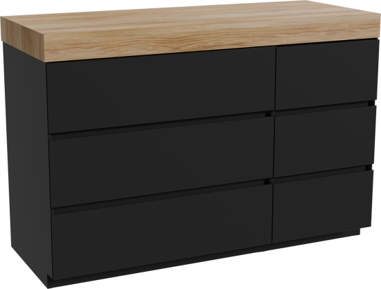 Storke Edge meuble salle de bains à poser 130 x 52 cm noir mat avec Kada tablette simple ou double en laminé hpl teck rustique