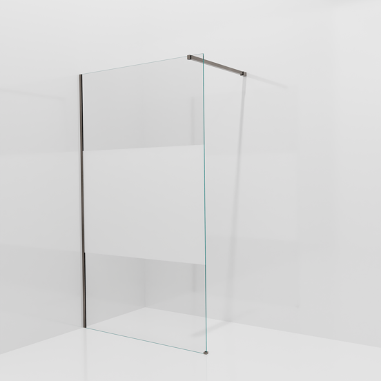 Balmani Modular douche à l'italienne: 120 x 200 cm, Verre transparent avec bande matte, avec coating, Profil Brushed GunMetal