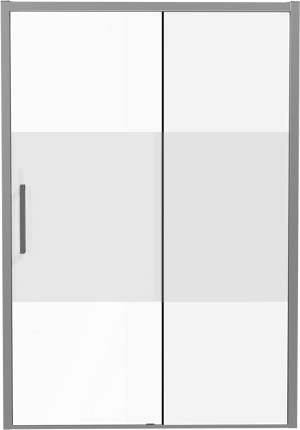 Luca Varess Senses Duschtür: Schiebetür, Rechts, 140 x 200 cm, Klarglas mit mattiertem Streifen, Chrom Profil, glänzend