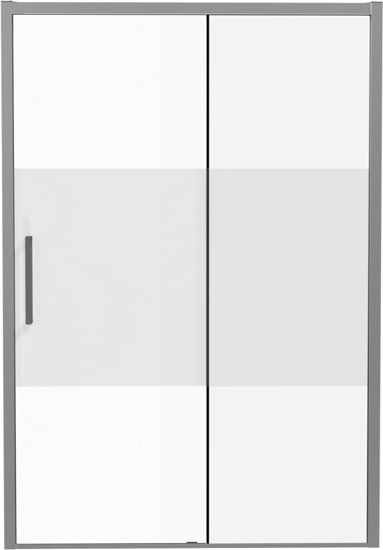 Luca Varess Senses rechtse douche schuifdeur 140 x 200 cm helder glas met matte strook glanzend chroom profiel