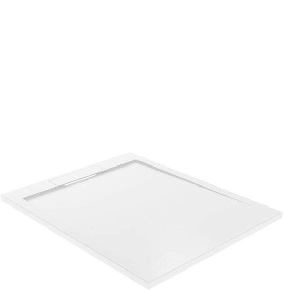 Balmani Indus douchebak 100 x 80 cm composietmarmer mat wit leisteenstructuur