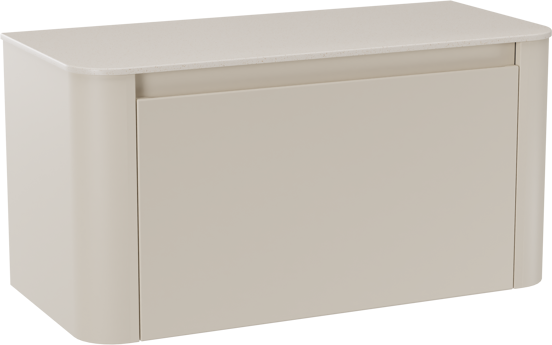 Storke Soft meuble salle de bains suspendu 100 x 46 cm Sand mat avec Tavola Soft tablette simple en Solid Surface beige granite