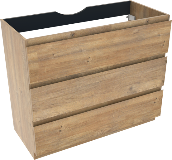 Linie Lado staande wastafelonderkast 100 x 46 cm natuur eik 3 lades