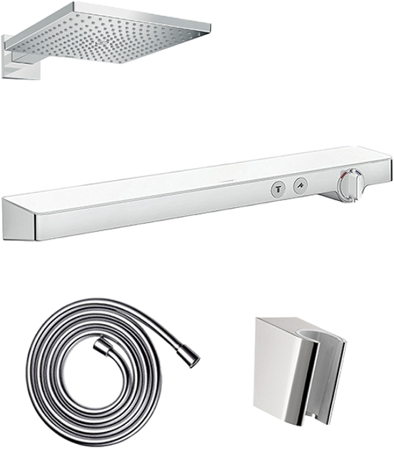 Hansgrohe ShowerTablet Select 700 thermostatische kraan Inbouw regendoucheset met regendouchekop 30 x 30 cm glanzend chroom