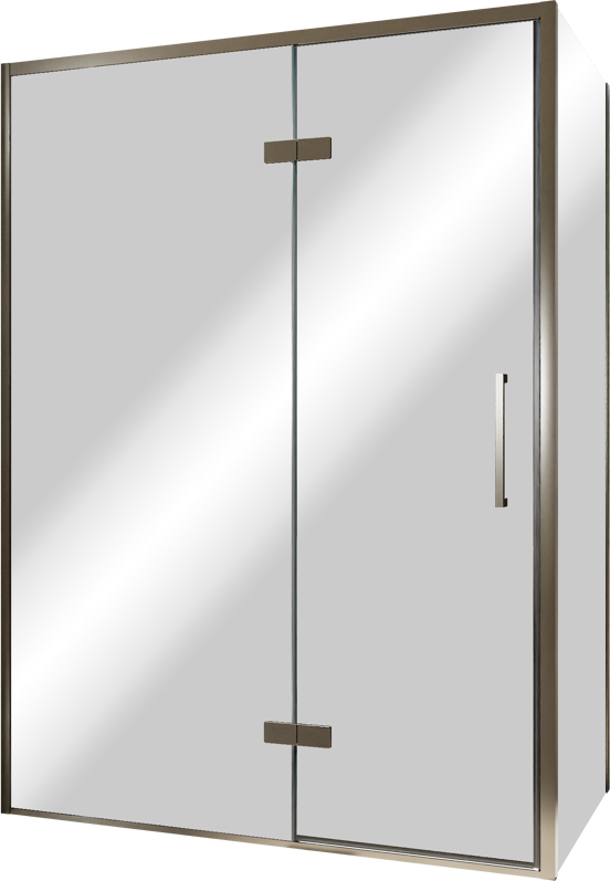 Balmani Senses Design douchehoek met linkse draaideur en vaste zijwand, 140 x 100 cm, Reflex spiegelglas, Brushed GunMetal profielen, met coating