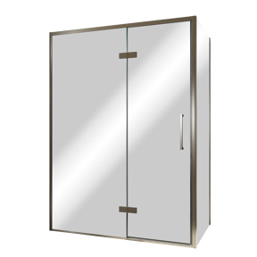 Balmani Senses Design douchehoek met linkse draaideur en vaste zijwand, 140 x 80 cm, Reflex spiegelglas, Brushed GunMetal profielen